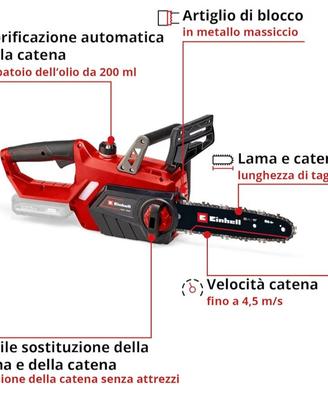 Einhell motosega a batteria GE-LC 18/25 Li-Solo