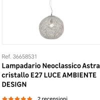 Lampadario Design Astra Cristallo 