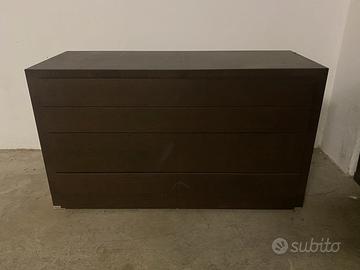 Cassettiera in legno color wenghe