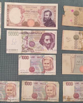 Lotto banconote lire italiane 10000 michelangelo