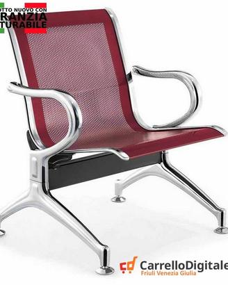 Sedia da attesa in acciaio colore rosso 1 posto