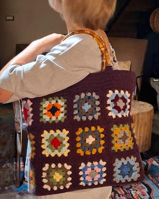 borsa Granny manici in bambù 