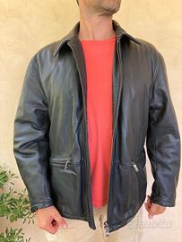 Giubbotto in pelle nera uomo XXL