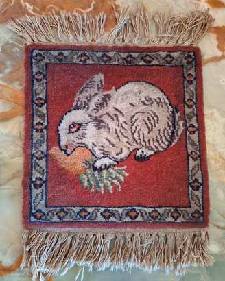 Tappeto orientale annodato a mano coniglio 30x32