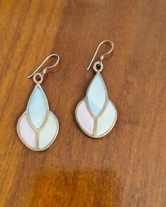 Orecchini vintage in argento e madreperla 
