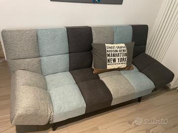 Divano retrò patchwork – reclinabile / letto