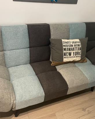 Divano retrò patchwork – reclinabile / letto