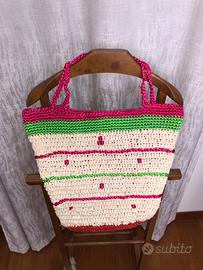 Borsa crochet fatta a mano  uncinetto in raffia