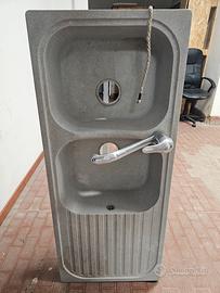 Lavello in Flagranite Grigio Roccia Doppia vasca