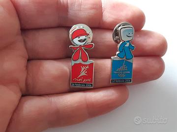 2 pins mascotte Neve Gliz Olimpiadi Torino 2006