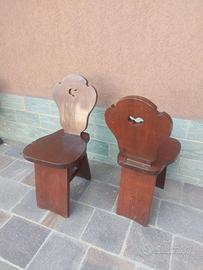 Coppia di Sedie Tirolesi in Legno Massello