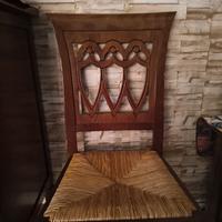 4 sedie in legno con seduta in paglia 