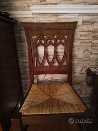 4 sedie in legno con seduta in paglia 