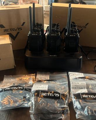 6 Walkie Talkies con auricolari e stazione carica