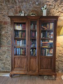 Libreria / vetrina in legno massello 3 ante a vetr