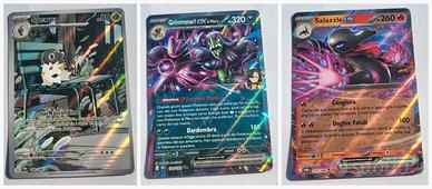 Lotto 3 carte Pokemon Spewpa Grimmsnarl Salazzle