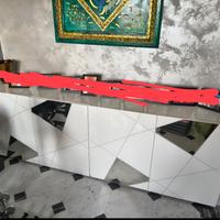 Madia bianca con specchi lunga 240cm