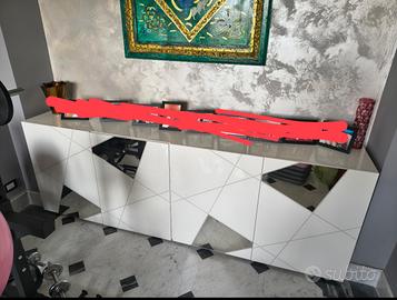 Madia bianca con specchi lunga 240cm