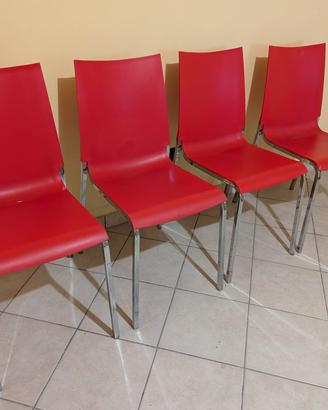 4 sedie rosse con gambe alluminio 