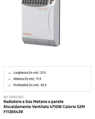 Radiatore a gas metano a parete