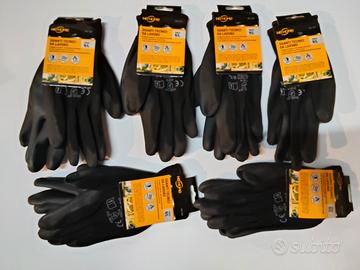 Set 6 Paia Guanti da Lavoro Neri Taglia 9/L
