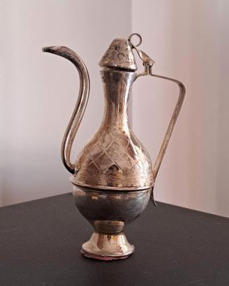 caraffa ottomana rame e argento anni '80