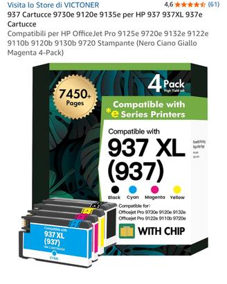 Cartucce HP 937XL 937 Nero Ciano Giallo Magenta