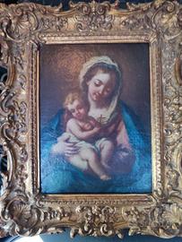 Antiquariato dipinto di fine 600 Madonna con bambi