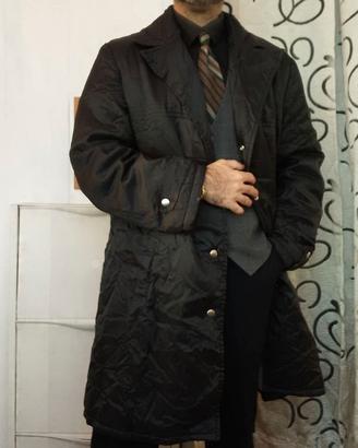 giacca lunga imbottita nero Coat Vintage  Trench