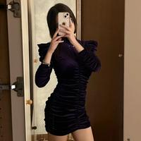 Tubino in velluto viola