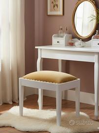 Sgabello Mid-Century Massello-Velluto 