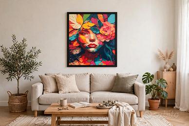 The Floral Muse - 40x50cm Vibrant Woman Portrait