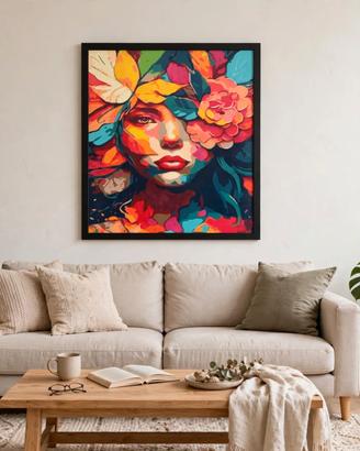 The Floral Muse - 40x50cm Vibrant Woman Portrait