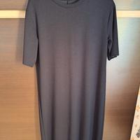 Vestito midi nero estivo leggero in maglina cotone