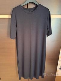 Vestito midi nero estivo leggero in maglina cotone