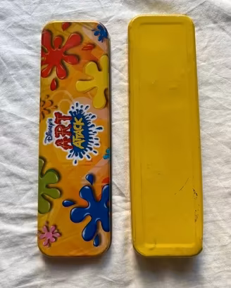 3 Porta penne astuccio rigido scuola latta metallo