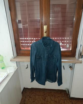 Camicia in jeans blu scuro XXL
