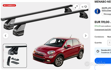 portapacchi  Fiat 500 X per modello senza Barre