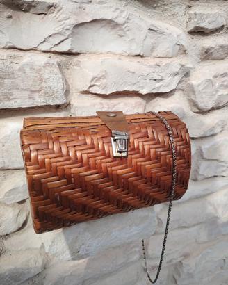 borsa vintage anni 70 in rattan 