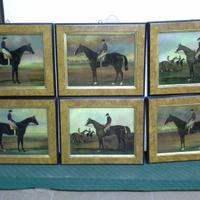 6 dipinti inglesi su lastra di vetro CAVALLI