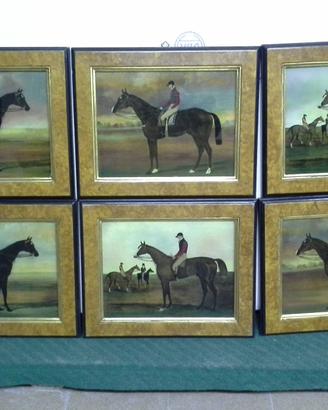 6 dipinti inglesi su lastra di vetro CAVALLI
