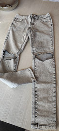 Jeans Denim ragazza strappati grigio tgS