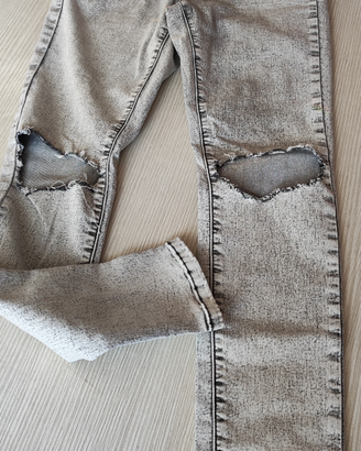 Jeans Denim ragazza strappati grigio tgS