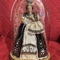 Statua di Madonna in cera con campana in vetro