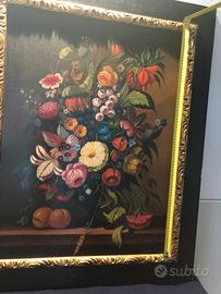 Quadro fiori olio su tela pittore Rinaldo Arcari