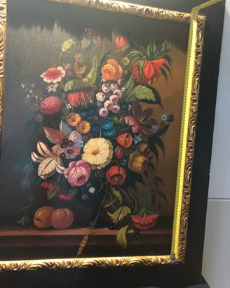 Quadro fiori olio su tela pittore Rinaldo Arcari
