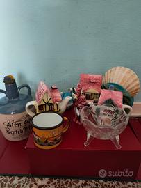 Lotto 10 pezzi vetro, ceramiche, oggettistica