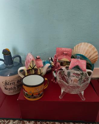 Lotto 10 pezzi vetro, ceramiche, oggettistica