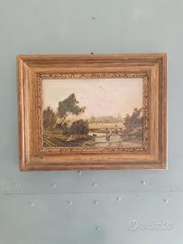 Antico Dipinto Olio su Tela Paesaggio  XIX Secolo