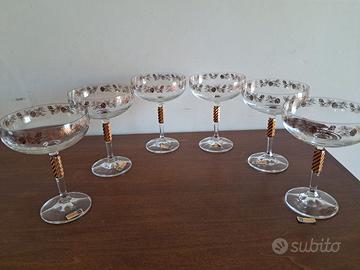 Set di 6 coppe in cristallo Bohemia – Czechoslovak